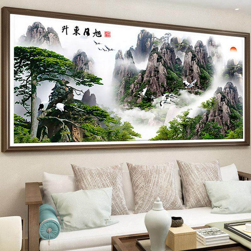 旭日东升钻石画 画2025新款风景山水画 画满钻十字绣钻石绣客厅大