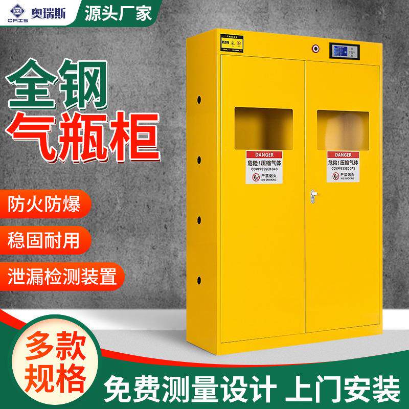 全钢防爆气瓶柜工业实验室化学品安全柜煤气氧气双瓶储存柜带报警