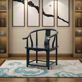 实木中式 家用办公茶帽台椅主人椅黑檀色围官712卷椅书椅椅月牙椅