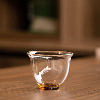 品德坊 玻璃小茶杯家用客杯透明套装品茗杯6只装喝茶杯子功夫茶具