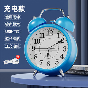 简约小闹钟可悬挂学生塑料壳时钟数字指针简约卧室专用老式马蹄表
