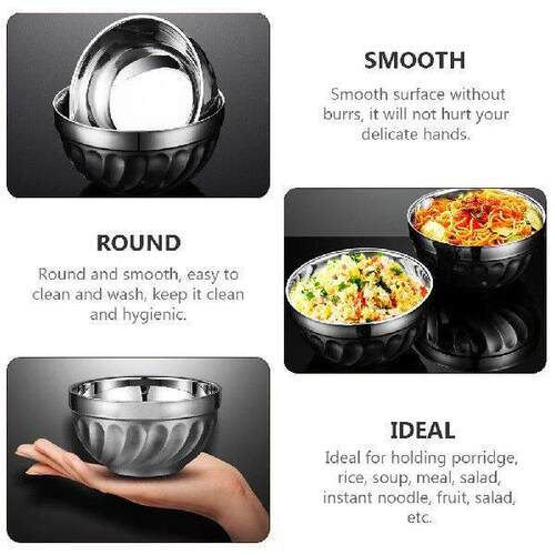 3 Pcs Bowl Soup Anti-slip Bowls Stainless Steel Mixing