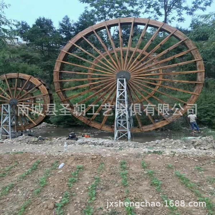 实木水车碳化木水车电动水车叫他水车带电机转动实木景观风车水车