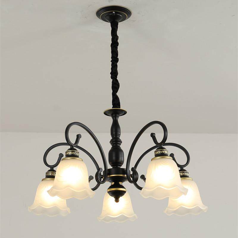 美式复古吊灯简约创意铁艺客厅灯轻奢简欧仿古吊链灯具厂可换灯泡