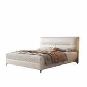 现代简约皮床网红ins奶油双人主卧床1.8米意式 轻奢小户型婚床