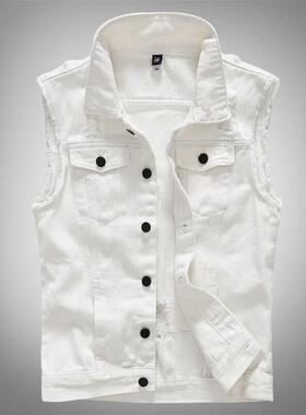 G 47618 Men's white denim vest 士白色牛仔马甲跨境外贸