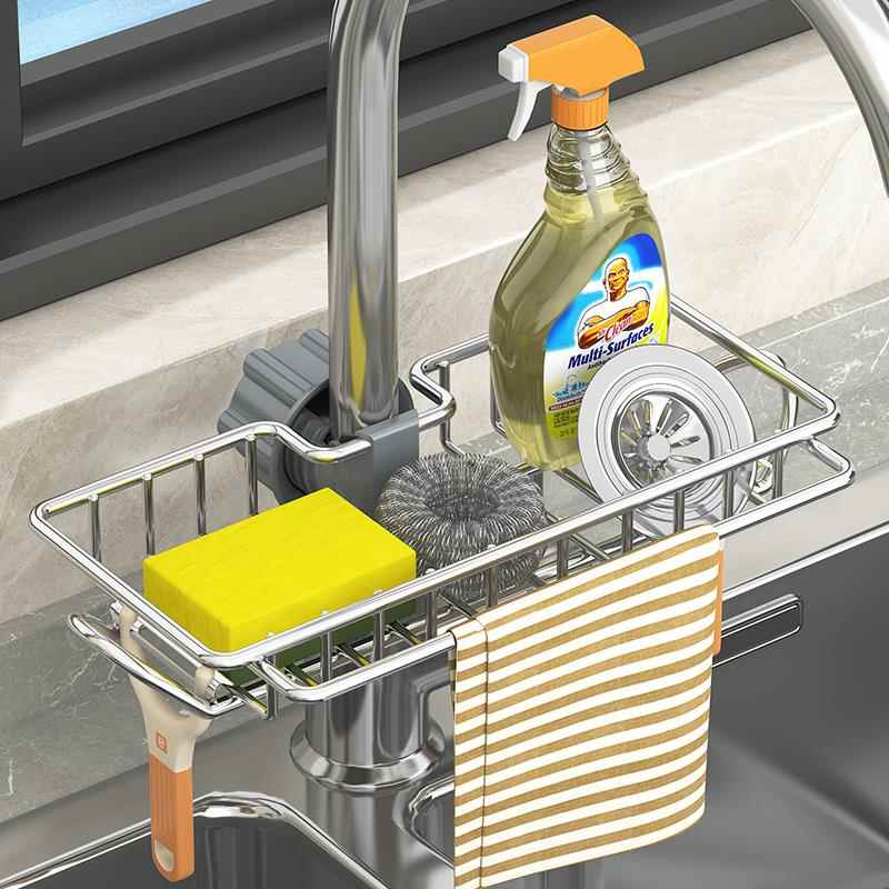 厨房水龙头配件不锈钢置物架洗菜盆沥水篮浴室收纳盒挂钩碗肥皂框