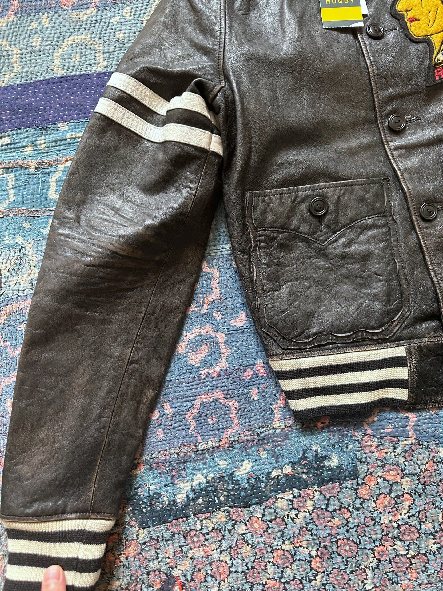 Polo Ralph Lauren Rugby Leather Varsity Jacket — detail