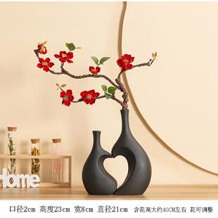 正品网红花高级感乔迁礼物客厅一对电轻视柜奢瓶真花中式装饰品摆