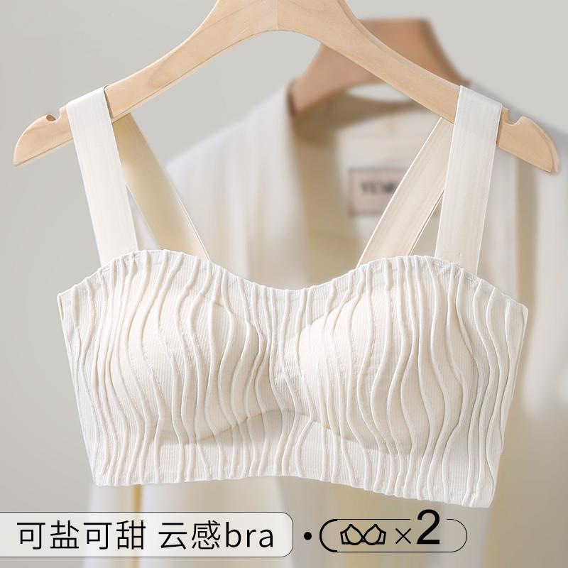 无痕内衣女夏季薄款小胸聚拢无钢圈背心式运动美背一体文胸罩抹胸