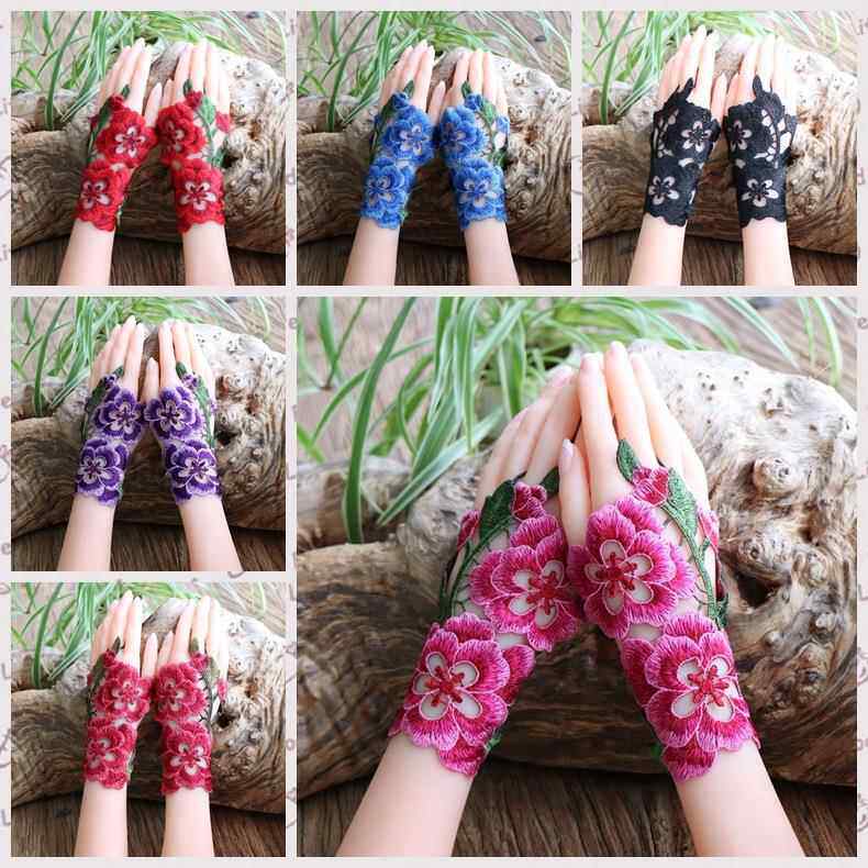 云南民族风镂空绣花手套手链休闲刺绣护腕舞蹈配饰定制