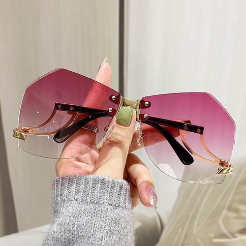 Unisex Semi-Rimless Oversized Square Tinted Blue Light