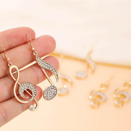 Elegant temperament zircon note earrings asymmetric fashion