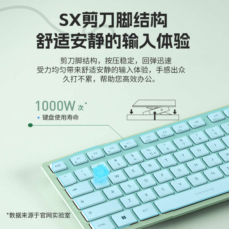 CHERRY樱桃KW7100静音蓝牙无线键盘鼠标办公薄膜便携女生键鼠套装