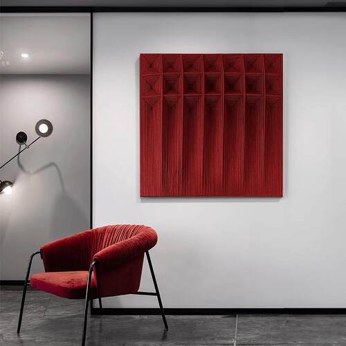 现代极简入户门玄关装饰画轻奢高级感立体手工编织餐厅挂画沙发后