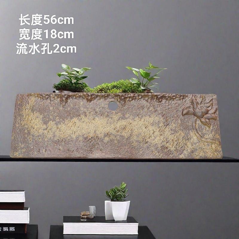 手工复古鱼缸水缸垫板置物架仿古陶瓷长方形流水板流水罐支撑隔板