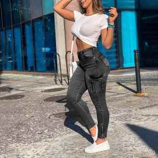 workwear and trendy slim fashion old womens pants denim