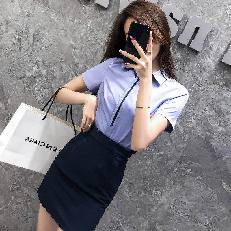 美容院工作服女影楼摄影衬衫套裙制服工装前台珠宝店工作装女夏季