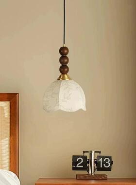 南洋风古法式床头灯吊复古木白蜡轻奢布艺玄关吧台小吊灯CASA-D34