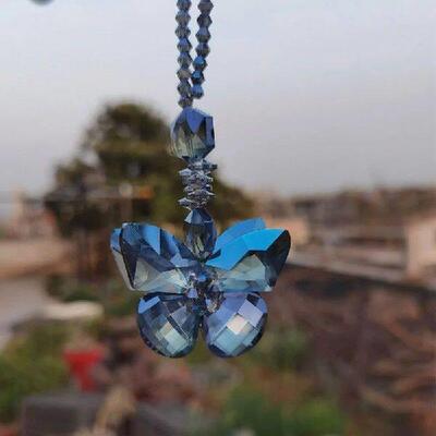 Chzimade Boho Crystal Butterfly Pendant Hanging Ornament
