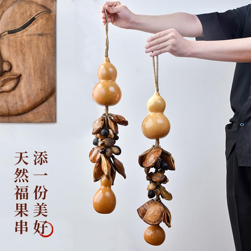 走廊餐厅装饰农家办公室招财五福临门天然真葫芦串挂饰门对门挂件