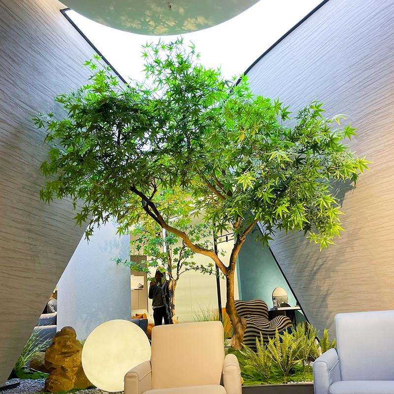 彷真青枫树枫叶树大型绿植室内设计装饰假树橱窗造景红枫树鸡爪槭