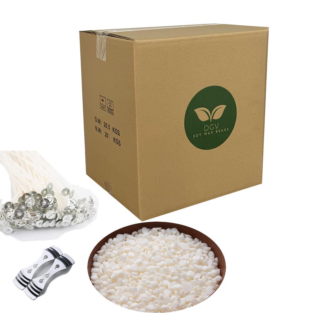 20kg 优质天然大豆蜡片/蜡粒+100个灯芯贴纸和2个定心装置