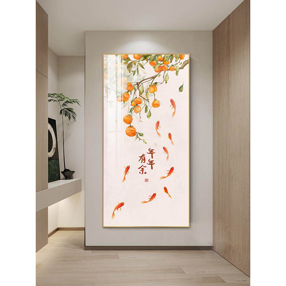 新中式入户玄关装饰画现代简约走廊尽头壁画大吉大利寓意好的挂画