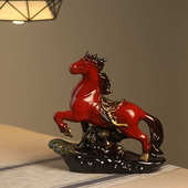 红色礼品唐马摆件招财居酒柜玄关装 饰生肖马到成功办公室陶瓷马家