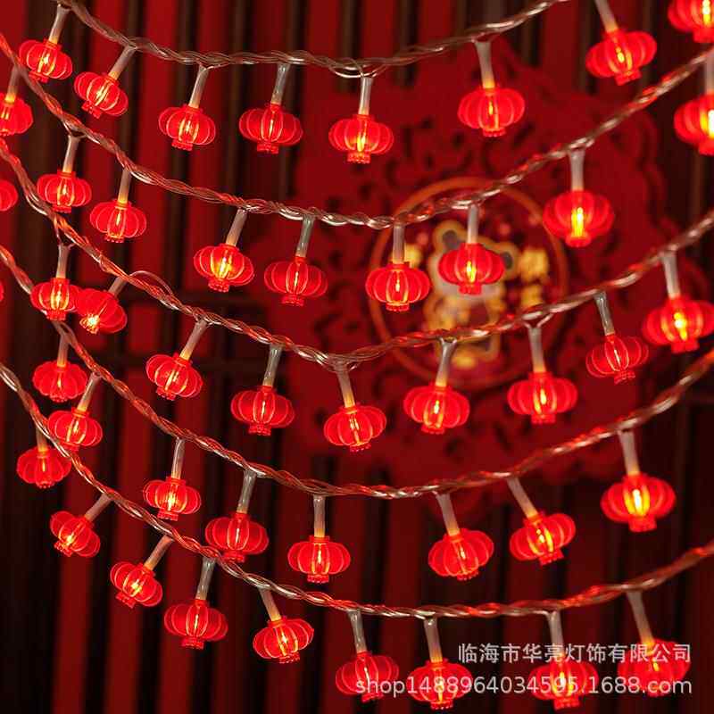led新年小红灯笼灯串喜庆装饰用品元宵过年彩灯中国结春节氛围灯