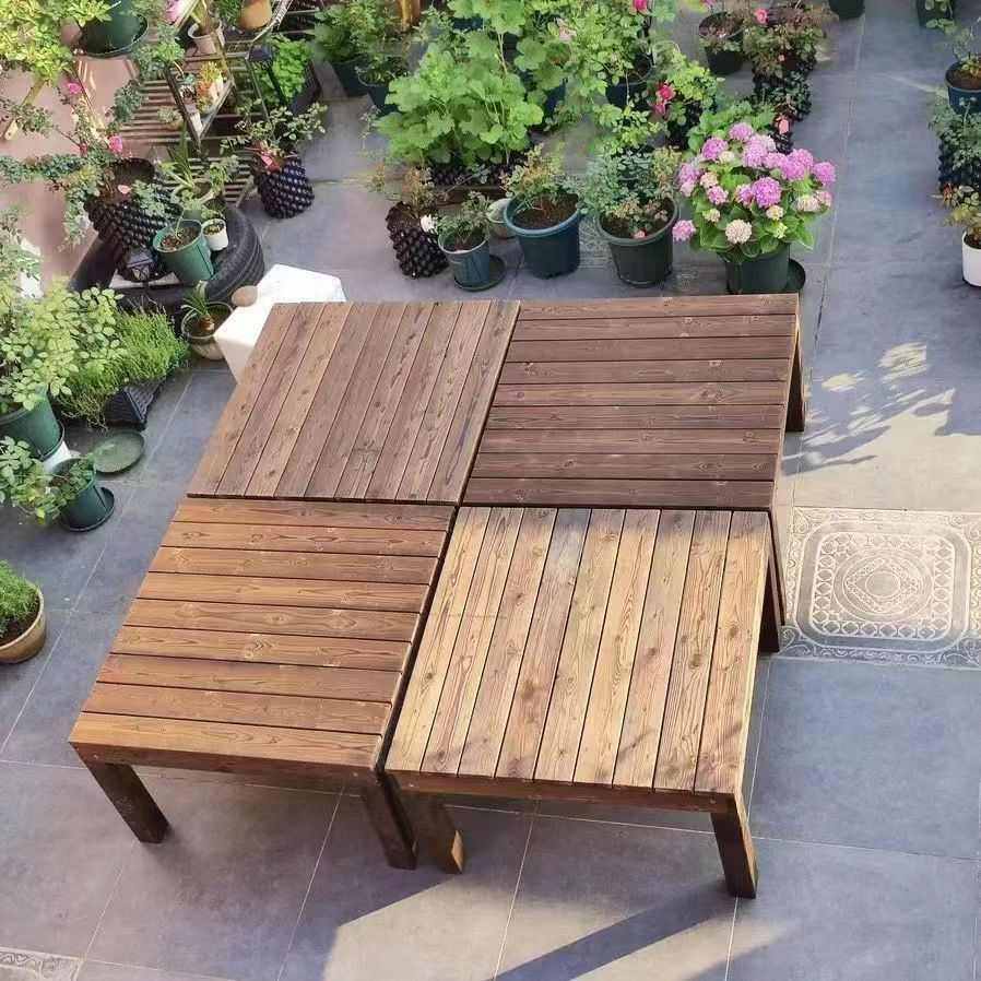 户外防腐木地板阳台庭院休闲实木平台花园榻榻米台阶防水地台摆摊