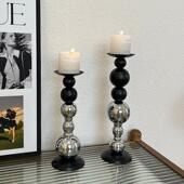 轻奢高级感黑银烛台装 饰品摆件烛光餐桌香薰蜡烛浪漫氛围场景布置