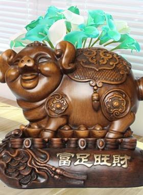 猪摆件家用家居客厅酒柜木纹树脂装饰工艺品摆设开业乔迁新房礼品