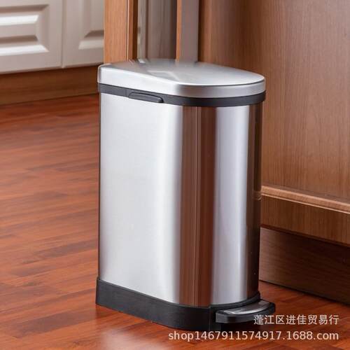 JFD欧式长方形不锈钢静音垃圾家桶用脚店踏客厅房厨餐厅卫生间酒
