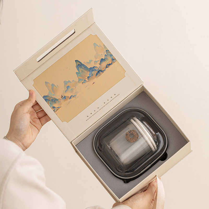 陶瓷杯快户外活动旅行品茗客玻璃茶壶便携式送员工杯礼品茶具功夫