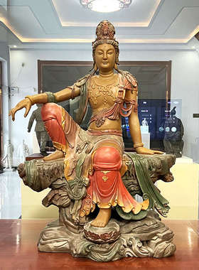 水月观音雕塑铸铜室内外寺院庙大型人物艺术佛造像玻璃钢菩萨摆件