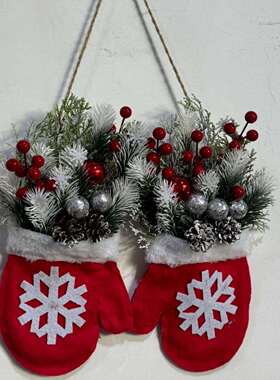 跨境Twinkling Christmas Mitten Wreath闪闪发光的圣诞手套花环