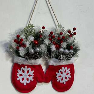 跨境Twinkling Christmas Mitten Wreath闪闪发光的圣诞手套花环