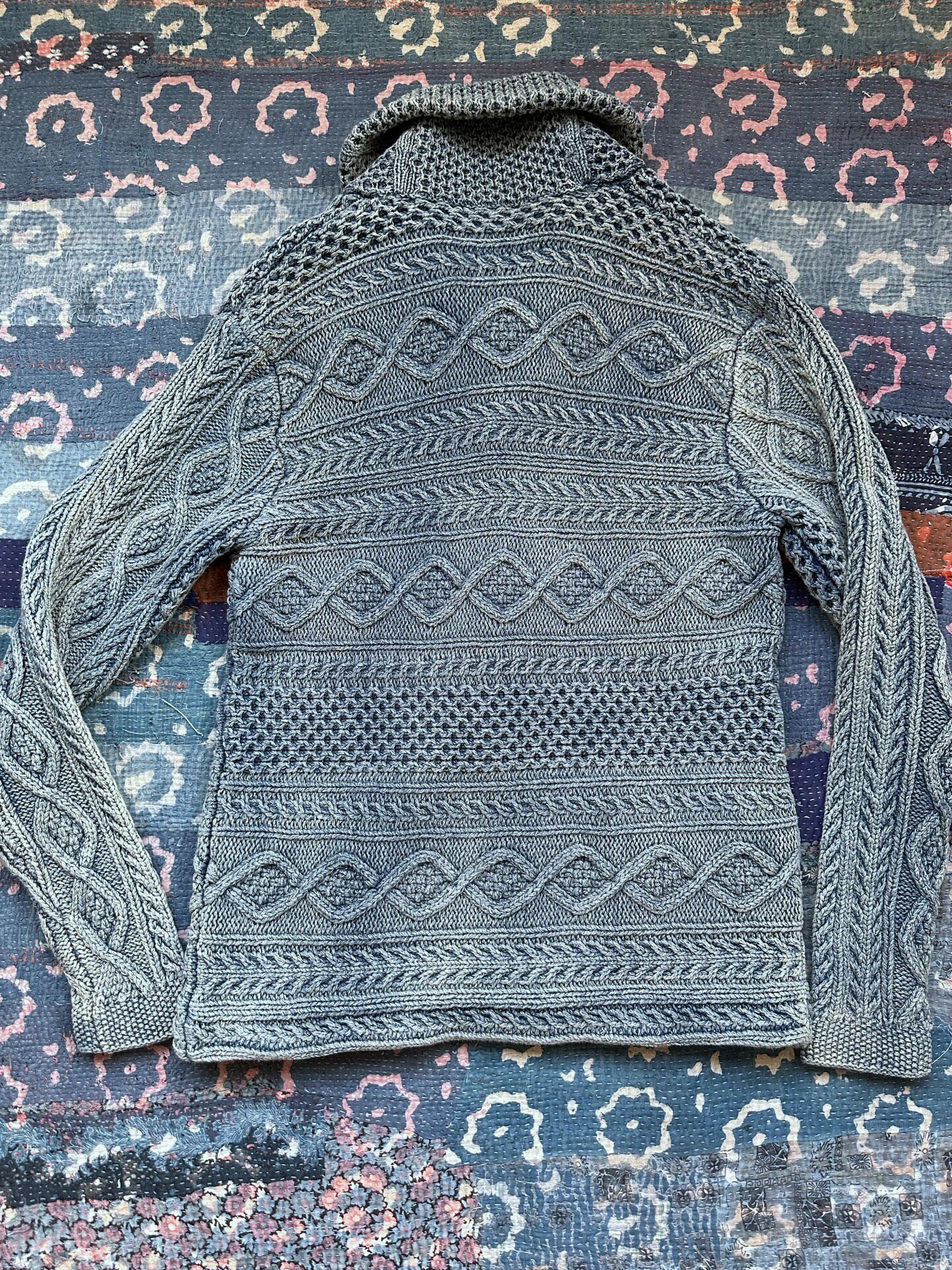 RRL Indigo Cable-Knit Sweater — front