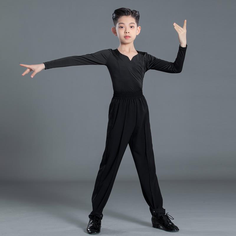 正品幼儿拉丁舞服童男练功服表演练出标童准服套装男士生训舞蹈裤