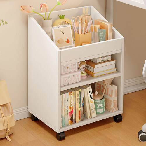 可移动书架带轮置物架落地桌下储物柜家用客厅卧室简易桌边书柜子