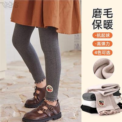儿童打底裤春秋冬季薄绒中厚款白色宝宝不连脚外穿加绒女童连裤袜