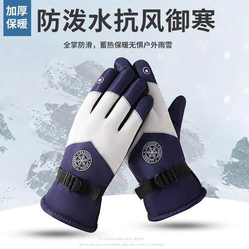 Winter Ski Gloves for Motorcycles - Fleece Lined, Thermal, T
