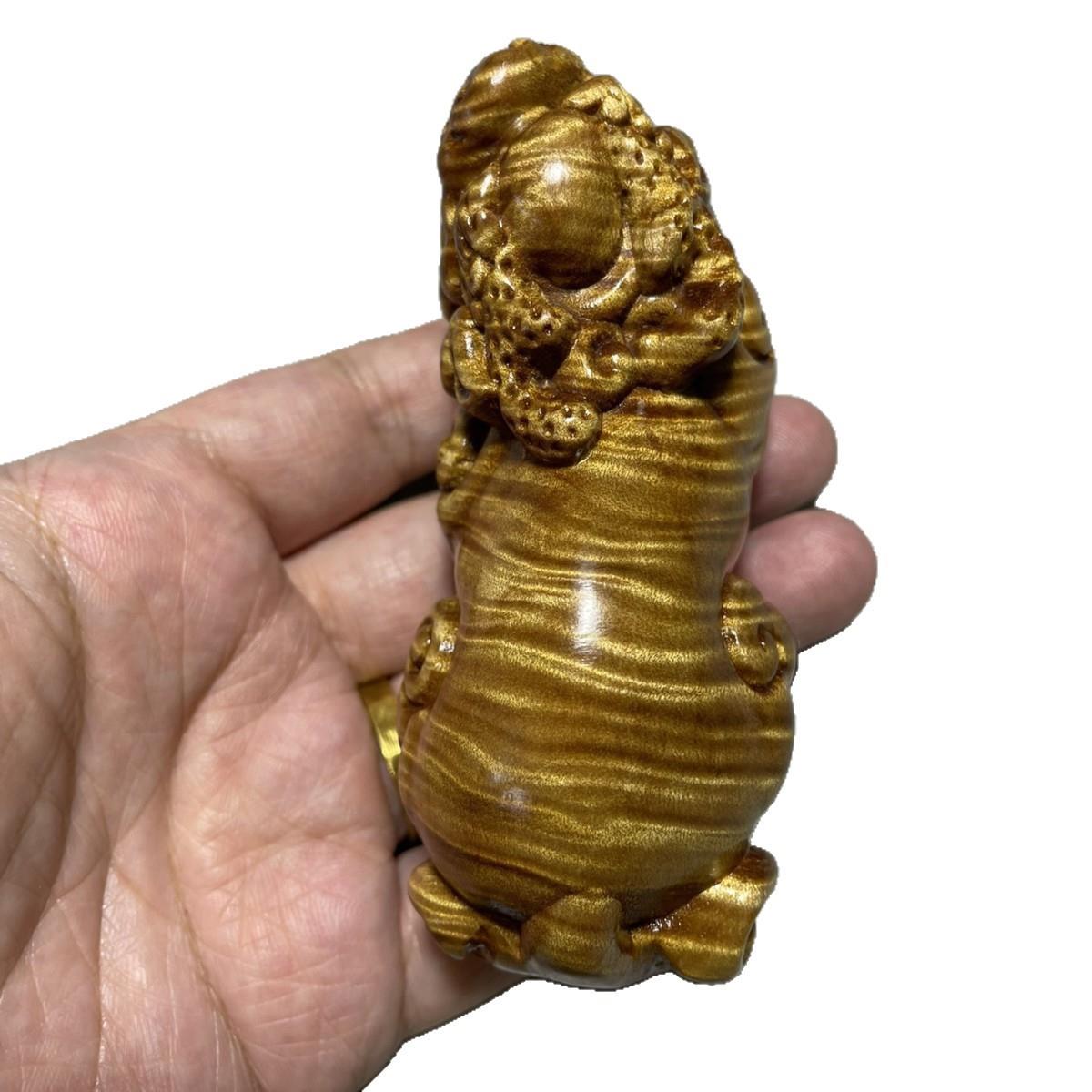 金丝楠木小叶桢楠满纹貔貅饰品雕刻木雕工艺送礼收藏包邮木质木制