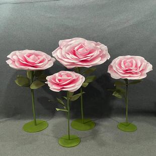 婚庆巨型立体玫瑰纸艺婚礼大瑰道具美陈摆件红橱窗布花网T17358置