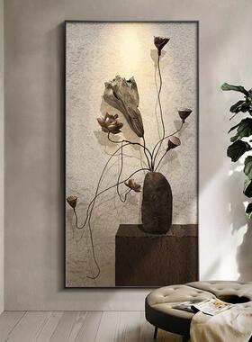 网红侘日式正寂风进门玄关装饰画现入户对门挂画走代壁廊过道画花