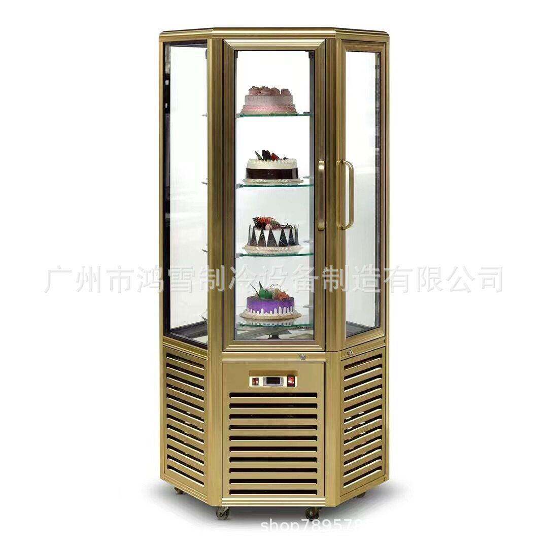 鸿雪直立旋转蛋糕柜糕点风冷式冰柜金色直角陈列冷门双门展