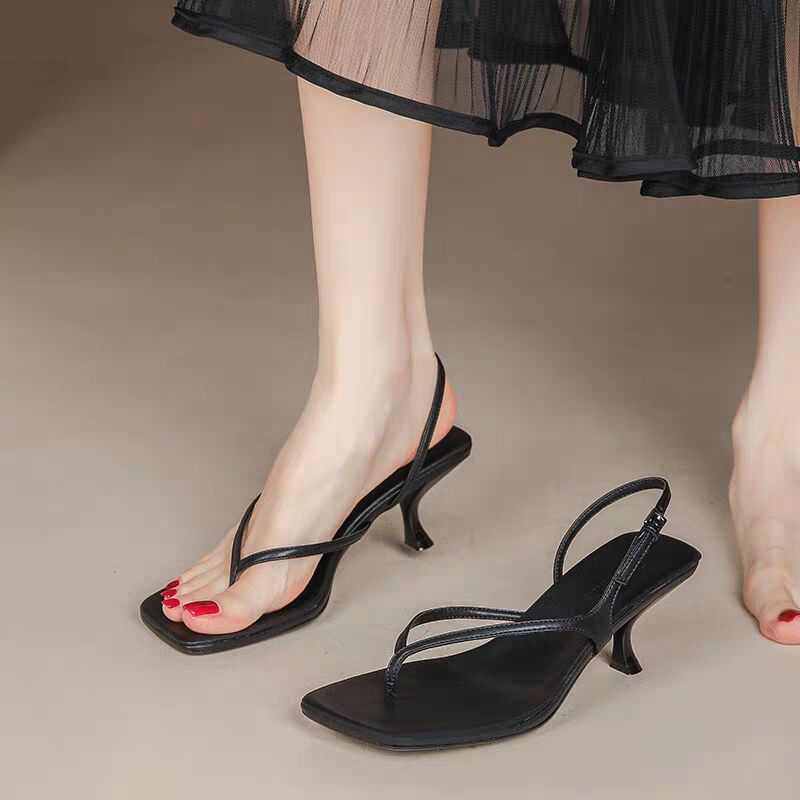 夹趾凉鞋女外穿2025夏季新款后绊带夹脚人字凉拖鞋细跟气质高跟鞋,女鞋,时装凉鞋,淘宝优惠券,粉丝福利购,淘宝优惠卷