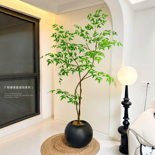 客厅绿植仿真南天竹盆栽室内大型落地装饰摆件仿生植物假花树摆设