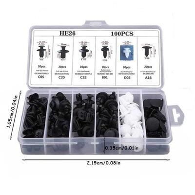 100pcs Auto Fastener Clip Kit Fender Rivet Clips Car Body Pu